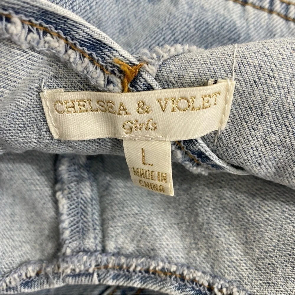 Chelsea & Violet Big Girls Size Large 1 Piece Denim Button Front Tie Back Romper - Picture 10 of 11
